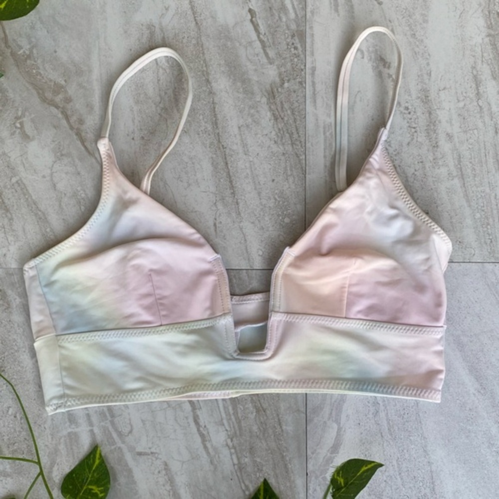 Nasty Gal Swimsuit NEW Top SMALL Cutout Bathing suit Pink Underwire Bikini beige